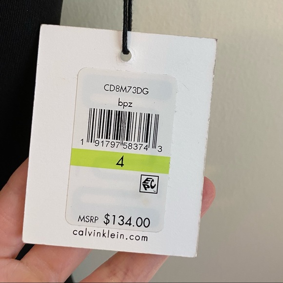 Calvin Klein Black Floral Embroidered Rose Dress 4 - Picture 5 of 8